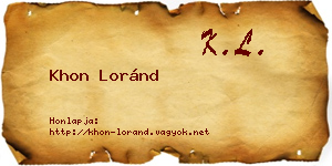 Khon Loránd névjegykártya